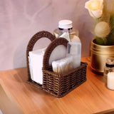 Durable Plastic Imitation Rattan Napkin Holder Vertical Decorative Desktop Tissue Holder Simple Handwoven Napkin Holder for Home