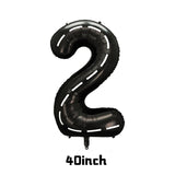 Popxstar  40inch Race Car Birthday Balloons Large Black Number 1 2 3 4 5 6 7 8 9 Foil Balloon for Kids Birthday Race Car Party Decor Suppl