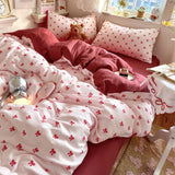 Popxstar  Class A simple high-end three-layer yarn bedding four-piece set, bed sheet quilt cover, dormitory three-piece set