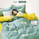 Popxstar  New Fashion Print Queen Size Bedding Set King Size Daisy Printed  Duvet Cover Set with Flat Sheets Cozy Durable Bedding Sets
