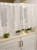 Popxstar White Lace Floral Embroidered Semi Sheer Curtain 1 Pcs