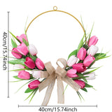 Popxstar  Artificial Tulip Flower Garland for Home Wedding Decor, Spring Easter Wall Door Wreath, UV Resistant Faux Silk Decorations
