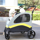 Dog Stroller for 2 Dogs Pet Jogger Wagon Travel Carriage with Zipper Divider and 4 Wheels Foldable Rolling Pet Carrier Cart Pram