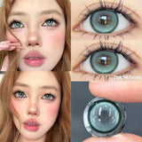 Popxstar 2PCS Colored Contact Lensee Myopia Green Natural Pupils Effect High Quality Lens With diopter Cosmetic Blue Twinkling Eye