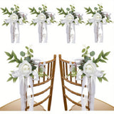 Popxstar  6pcs Wedding Party Decorative Chair Back Flowers, Outdoor Garden Artificial Flowers, Home Decorative Rose Fake Flowers