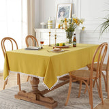 Popxstar Cotton Fabric Tablecloth Tassels Stitching Washable Table Cloth for Wedding Party Dining Banquet Decoratio Christmas Table Cover