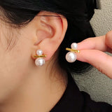 Popxstar Lovely Pearl Bow Earrings for Women Internet Design Versatile Drop Oil Vintage Earrings Fashion Jewelry Party Wedding Gifts