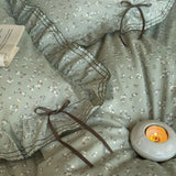 Popxstar  100% Cotton Pastoral Floral Print Ruffles Bow Princess Bedding Set Queen King Duvet Cover Set Bed Sheet/Fitted Sheet Pillowcases