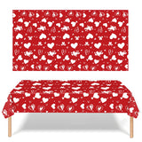 Popxstar Valentine's Day Theme Table Cloth Red and White Heart Pattren For Home Decor Tablecloth Wedding Valentine's day Party Supplies