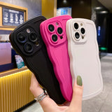 Popxstar Solid Color Wave Lens Protection Phone Case For iPhone 11 12 13 14 15 16 Pro Max 7 8 Plus SE 2020 2022 X XSMax XR Soft TPU Cover