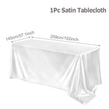 Popxstar Rectangle Tablecloth Satin Table Cloth Bright Smooth White Pink Solid Color Table Cover Wedding Party Supplies Table Decors