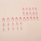 Popxstar  24Pcs Blush Pink False Nails White Flower Printed Short Round Head Press on Nails Sweet French Style Charms Manicure for Women