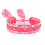 popxstar Hand Woven Bracelets Adjustable Studded Stars Bracelet Fashion Jewelry Gifts