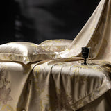 Popxstar  Brocade Jacquard Egyptian Cotton Patchwork European Luxury Bedding Set Duvet Cover Set Flat/Fitted Bed Sheet Pillowcases 4Pcs