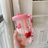 Summer Lemon Cold Brew Plastic Straw Cup Cute Large Capacity Drinking Water Cup For School Girl Children Coffee Cups