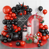 Popxstar  Black Red Theme Wedding Balloon Birthday Party Decoration Set Men's Birthday Anniversary Theme