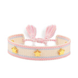 popxstar Hand Woven Bracelets Adjustable Studded Stars Bracelet Fashion Jewelry Gifts