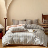 New 100% Cotton Bedding Set 1pc Duvet Cover and 2pcs Pillowcases  Plaid Soft Skin Friendly Bedding Single and Double King Size