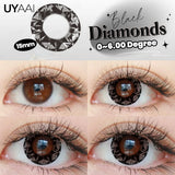 Myopia 15MM Black Diomonds Lenses with Degree 1 Pair Big Eyes Natural Black Lenses Brown Colored Contacts Gray Purple Lens