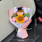 Popxstar  Crocheted Sun Flower Bouquet Graduation Flower Bouquet Gifts Artificial Flower Decorations Finished Sunflowers Graduation Gifts