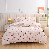 Popxstar  Strawberry Bedding Set, Pink Kawaii Strawberry Duvet Cover Soft Reversible Comoforter Cover with 2 Pillowcases for Women Girls