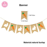 Popxstar  Easte Bunny Burlap Baner Cute Rabbit Carrot Hanging Garland Happy Easter Holiday Party Home Fireplace Wall Decorations Supplies