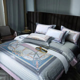 Popxstar  Premium 1000TC Egyptian Cotton Luxury Bedding Set Boho Style Digital Printing Duvet Cover Flat/Fitted Bed Sheet Pillowcases 4Pcs