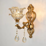 Popxstar European Style Retro Crystal Glass Wall Lamp Dual Head Living Room Bedroom Bedside Lamp Corridor Corridor Wall Lamp