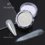 Popxstar Aurora Pearl Nude Pink White Nails Glitter Dust Chrome Moonlight White Rubbing on Powder Shell Mirror Pigment Nail Art Supplies