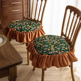 Velvet Fabric Ruffled Edge Cushion Thickened Tied Anti Slip Home Seat Cover Office Household Detachable Washable Seat Cushions