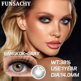 Popxstar  2pcs New Colored Contact Lenses Fashion Yearly Gray Eyes Lenses Natural Blue Eye Lenses Green Pupils Makeup Eyes Lens