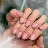Popxstar  24Pcs French Tip  Press on Nails Short Coffin False Nails Simple Wearable Fake Nails Frosted Full Cover Press on Nail Tips Art