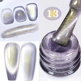 Popxstar 10ml Rainbow Purple Water Light Cat Magnetic Gel Nail Polish Shining Sliver-light Holographics Semi Permanent UV Gel