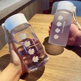 This Summer Cute Little Chrysanthemum Water Cup Comes in Two Styles  Frosted and Transparent  with A Handle for Easy Carrying