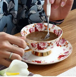 Popxstar  Ceramic Coffee Cup Elegant Flower Tea Cup and Saucer Afternoon Dessert Porcelain Tea Cup Saucer Set Tea Cafe Espresso Cup