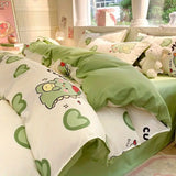 Popxstar Kawaii Bedding Set for Kids Ins Twin Queen Size Duvet Cover Flat Sheet Pillowcase No Filler Girls Boys Home Totel Bed Linens