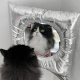 Popxstar  Wall Mirror Modern Silver Pillow Mirror Creative Square Wall Mounted Mirrors Makeup Mirror Bathroom Home Bedroom Wall Decor