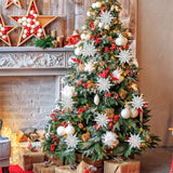 Popxstar 12cm Christmas 3D Snowflake Pendants Ice Glitter White Snowflake Xmas Tree Hanging Decoration For Home New Year Noel Gifts