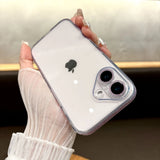 Popxstar  Fashion Tempered Glass Transparent Back Cover for iPhone 16 15 14 13 12 11 Pro Max 14/15/16 Plus Sparkling Powder Soft Edge Case