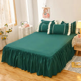 Popxstar Korean Lace Ruffled Bed Skirt 1pc Bedroom Bed Cover Bed Skirt Non-slip Mattress Cover Bedsheet Bedspread Solid Color Bed Decor