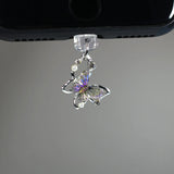 Popxstar Mobile Phone Dust Plug Pendant New Butterfly With Artificial Pearls And Diamonds Accessory Decoration For IPhone Type-c Port