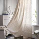 Popxstar Curtains for Living Room Luxury Beige Tassel Crochet Blackout Curtains 1Panels Semi-Sheer Rustic Boho Bedroom Home Decoration