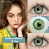 1 Pair Hot Sale Colored ContactLenses with Prescription Green Lris Myopia Lenses Degree 0~-8.00 Natural Soft Lenses