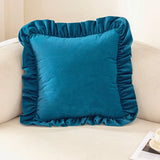 Christmas Red Green Solid Color Throw Blanket Double-layer Ruffled Edge Matte Velvet Modern Simple Elegant Sofa Cushion Cover