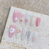 Popxstar 10Pcs Short Almond Handmade Press on Nails Peach Fake Nails Wearable Stick-on Nails False Nail Накладные Ногти Uñas Postizas