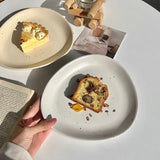 Popxstar  Korean Ins Style Triangular Plate with Splashed Ink Tableware Ceramic Dessert Plate Cake Plate
