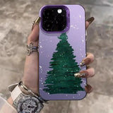 Popxstar  Christmas Tree Aesthetic Autumn Decorative Phone Case For iPhone 16 Pro Max 15 14 13 12 11 XS X XR 7 8 Plus 16E Laser Back Cover