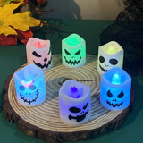 Popxstar 6pcs Halloween Led Ghost Pumpkin Candle Light Glowing Lamp Halloween Party Home Bar Decoration Haunted House Horror Props
