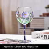 1pc Hand Drawn Glass Painted Red Wine Glass Large Belly Wine Glass Decoration High Foot Creative Home European Bar