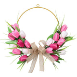 Popxstar  Artificial Tulip Flower Garland for Home Wedding Decor, Spring Easter Wall Door Wreath, UV Resistant Faux Silk Decorations